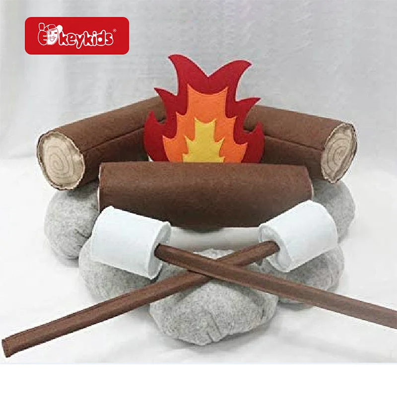 Educational Camping Pretend Play Plush Felt Campfire Toy Set For Kids W10D699